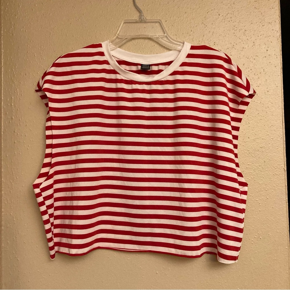 Red and White Striped Women's Top